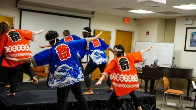 A group of students dancing