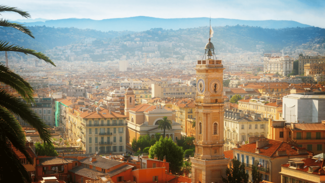 landscape image of nice, france with tower 