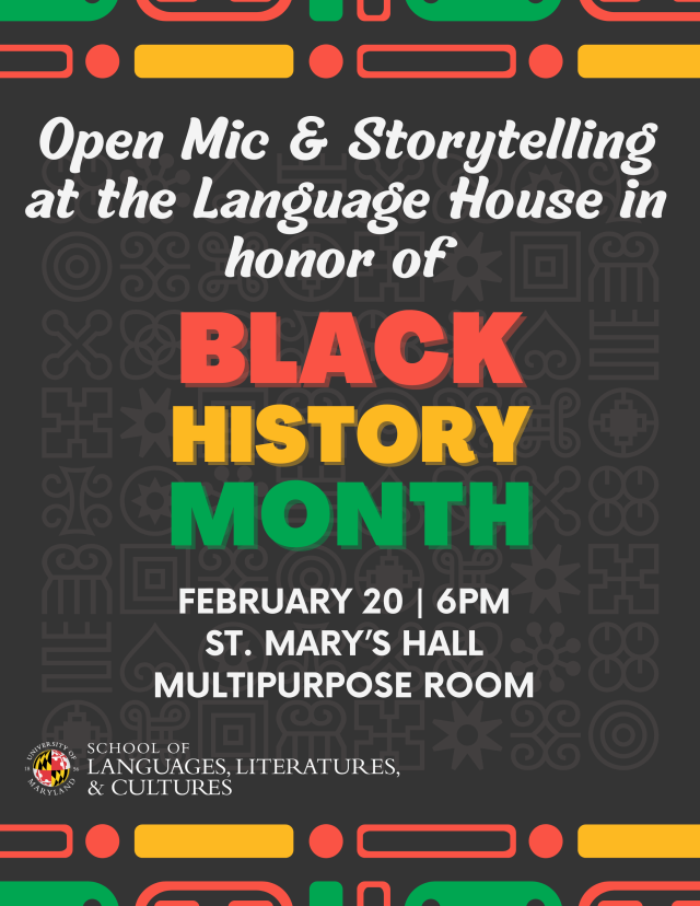 Black History Month Open Mic & Storytelling at the Language House St. Mary's Hall